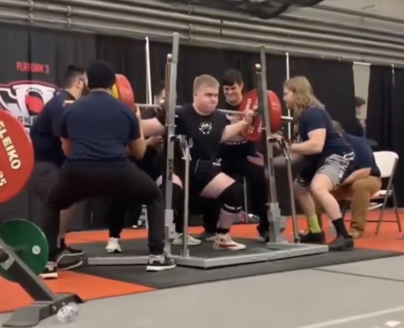 Junior Will Peterson squats 562 pounds. Peterson was state champion in his weight class.