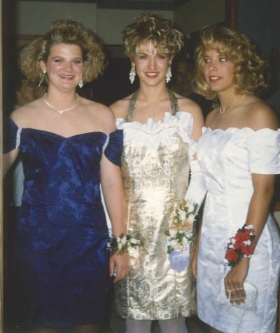 Former Yutan students Nikki Petersen, Susie Egr and Danielle Egr pose together at their senior prom. Nikki and Danielle graduated from Yutan in 1993.