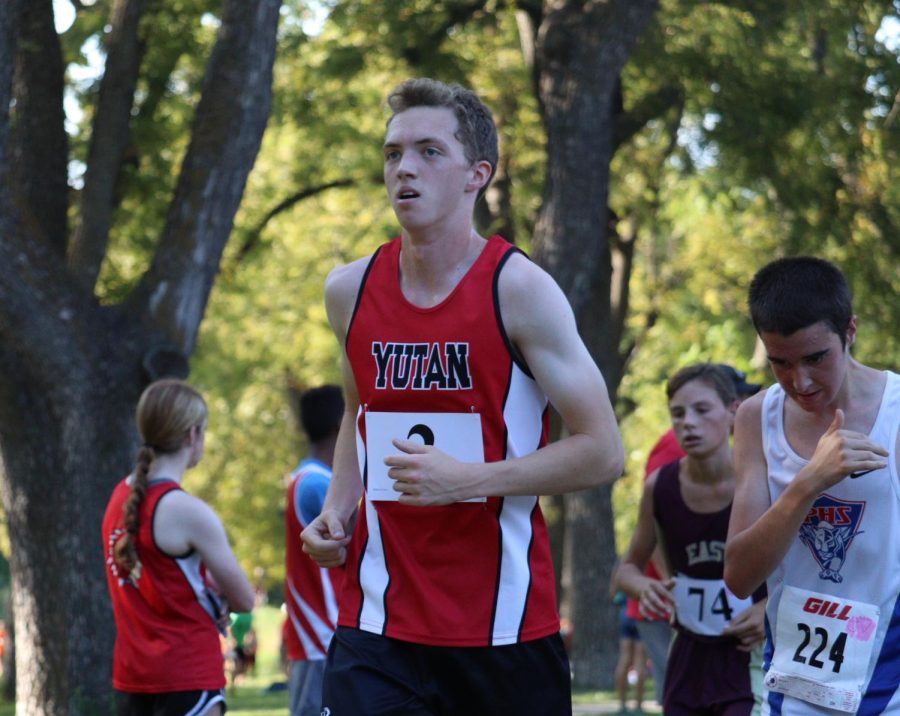 Senior Grayson Cogdill runs at Walnut Grove, Yutans home meet. Cogdills favorite moment of the season was seeing how much everyone has improved. 