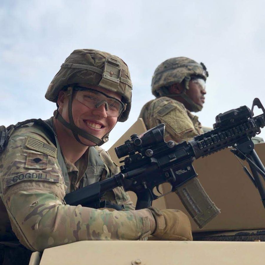 Logan Cogdill poses for a picture during a field training exercise. Cogdill spends most of his time training and getting better. 
