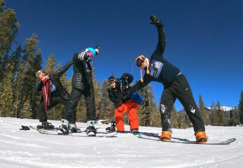 During a snowboarding trip, math teacher Joel Carrillo (far right) takes a picture with his friends. Carrillo has gone on a snowboarding trip with his friends for six years. I enjoy shredding the white powder at Keystone, Carrillo said. 