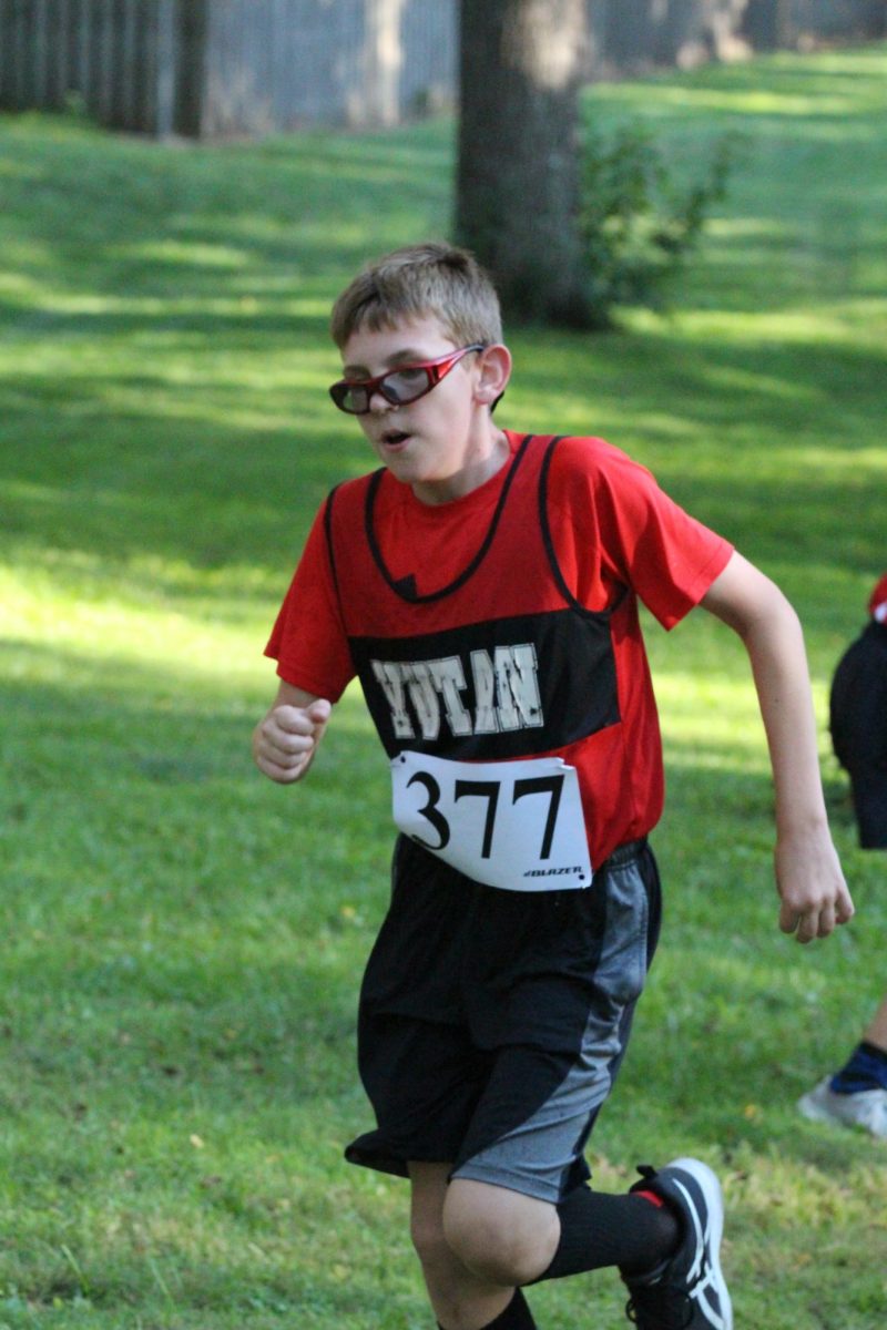 As a seventh grader, Bryce Kolc runs at the Yutan Invitational meet. There were three other runners besides Kolc his seventh grade year.