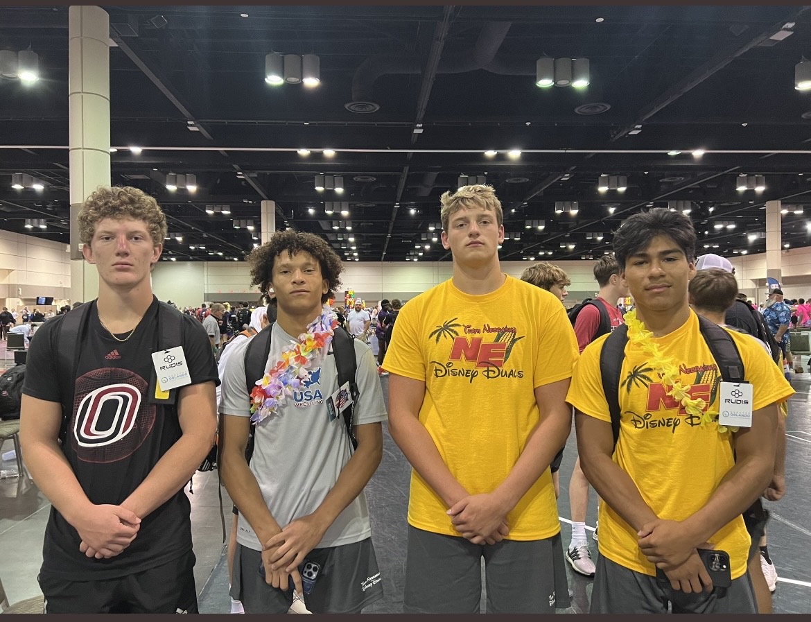 Senior Jesse Kult and his AAU teammates pose for a picture at the Disney Duals in Orlando, FL. Kult enjoyed hanging out with his team throughout the week. 