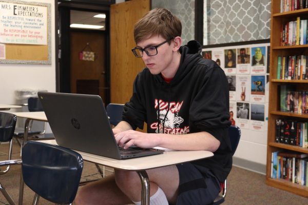 Bryce Kolc completes his reading log in his Modern Literature class. Kolc will be majoring in software engineering at the University of Nebraska-Lincoln.