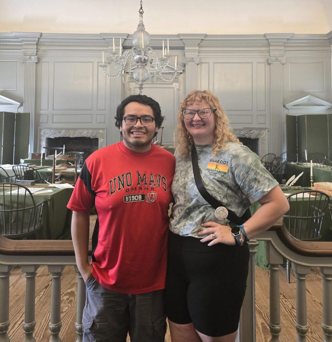 Encarnacion and her husband, Ricky, visit  Independence Hall, just one of the many historic sites they saw. Visiting these sites in downtown Philadelphia was a great way for the two to spend time together. 