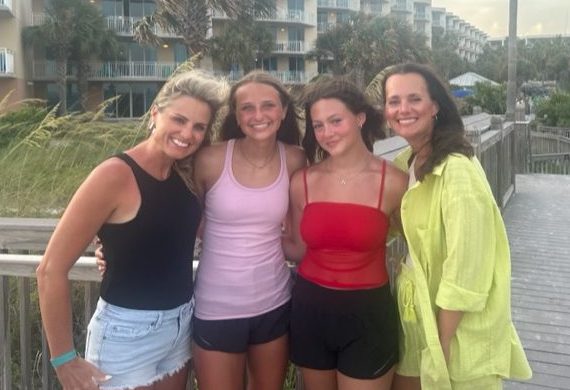 Freshman Aniston Hoegh and junior Nicole Wacker posed with their moms Sarah Hoegh and Kara Wacker. The four some just got back from having a girls day. 