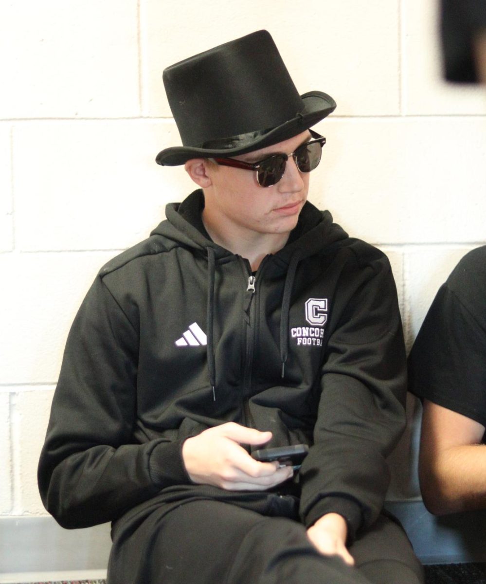 Senior Drew Krajicek wears all black for grade color day (Tuesday). The seniors got second place in the dress up day contests.