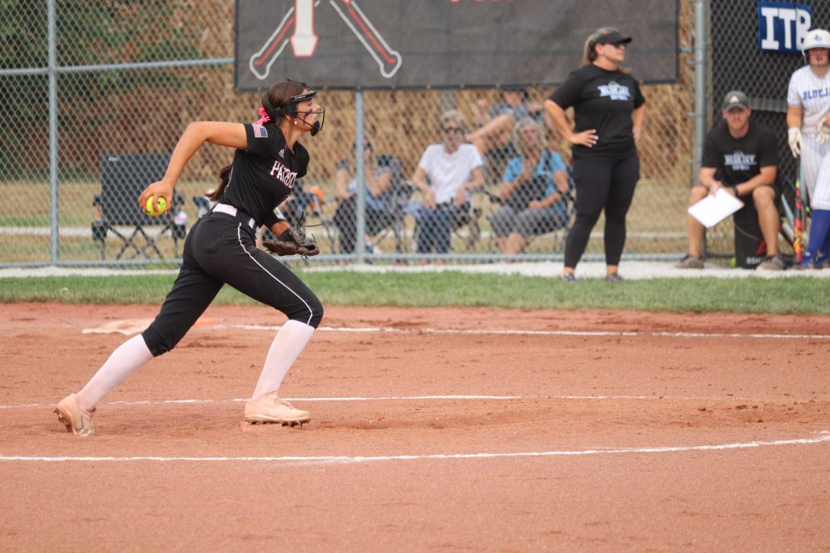 Freshman Jersey Siske gets the strike out against Fairbury during sub-districts. Siske pitched a total of 19 games this season.