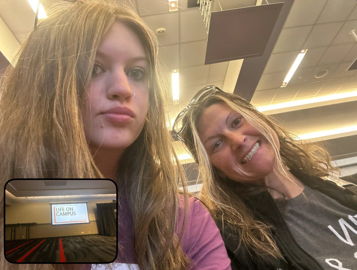 Senior Libby Winn takes a selfie with her mom on a college visit to UNO. The "Be a Mav Day" lasted from 9 a.m. to 1 p.m.