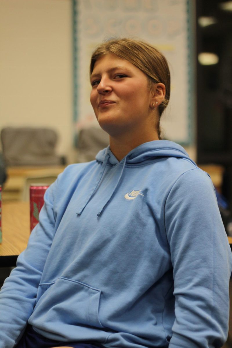 Freshman Tatum Watts smiles at the camera during homecoming week. Watts transferred from Wahoo for wrestling and new opportunities.   
